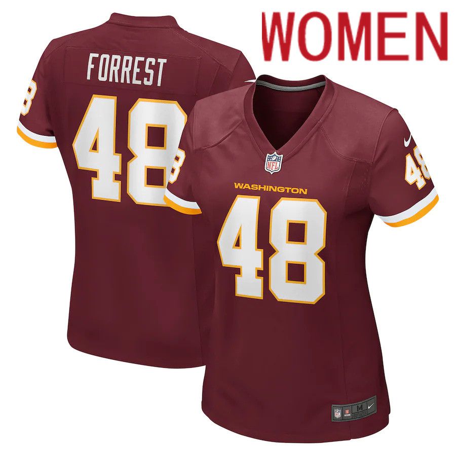 Women Washington Redskins #48 Darrick Forrest Nike Burgundy Game NFL Jersey